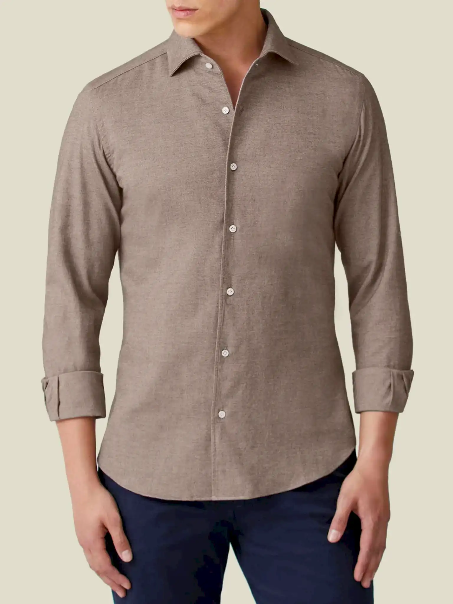 Luca Faloni Nocciola Brushed Cotton Shirt