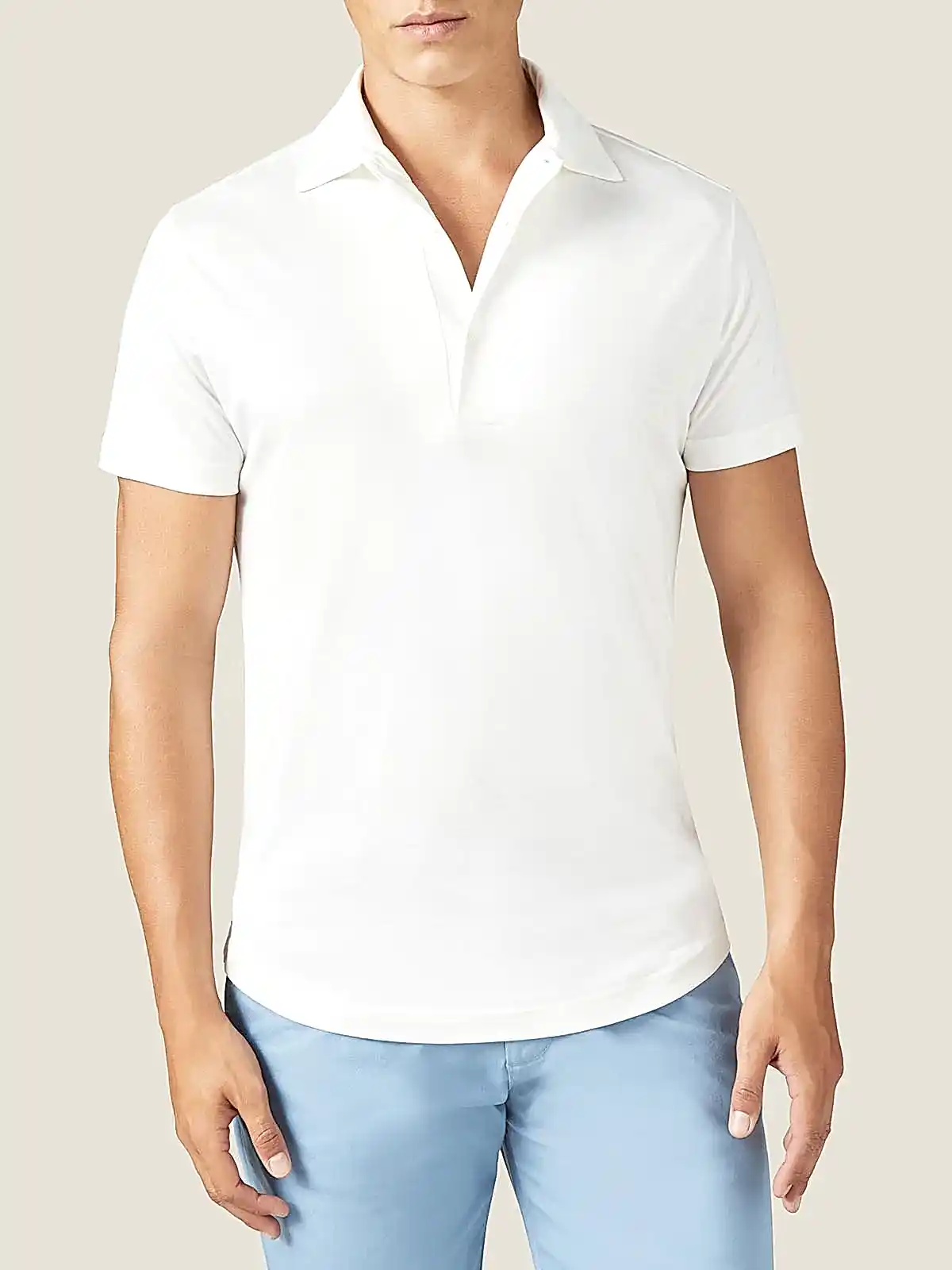 Luca Faloni White Silk Cotton Polo