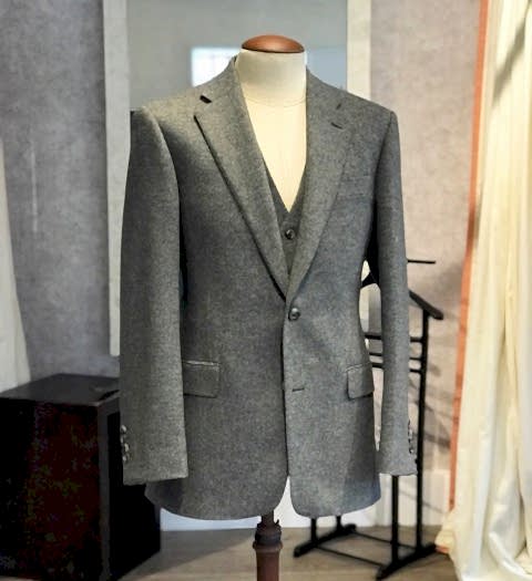 tweed 3 piece suit grey